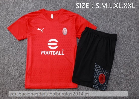 Nuevo Entrenamiento Conjunto Completo AC Milan 23/24 Rojo Negro Gris Baratas